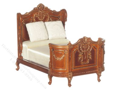 (image for) Miniature Walnut and Gold French Provincial Double Bed