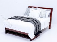 (image for) Miniature Modern Mahogany Bed Dressed in Grey