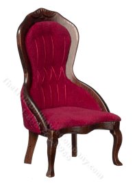 (image for) Miniature Lady's Chair for Dollhouses - Red/Mahogany