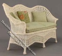 (image for) Miniature White Wicker Sofa for Dollhouses