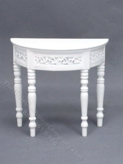(image for) Miniature White Half Round Table with Frieze for Dollhouses