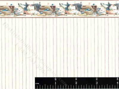 (image for) Dollhouse Scale Model Wallpaper Sewing Room Cream Pattern