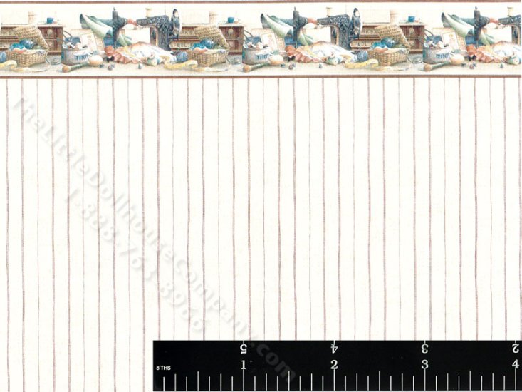 (image for) Dollhouse Scale Model Wallpaper Sewing Room Cream Pattern