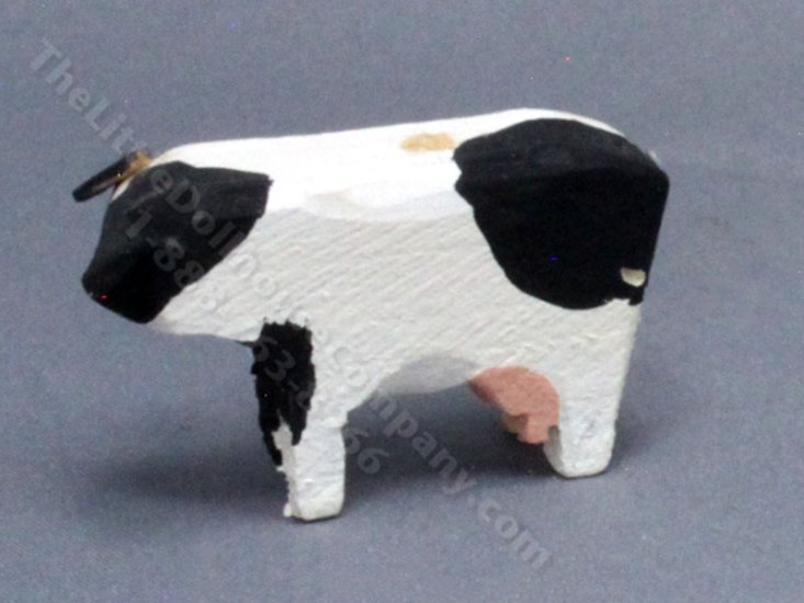 (image for) Miniature Wooden Toy Cow for Dollhouses