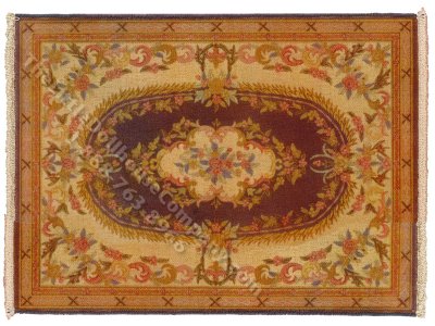 (image for) Dollhouse Miniature Tan Aubusson Style Carpet - 9x12
