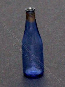 (image for) Miniature Blue Glass Bottle with Gold Rim by Gerd Felka