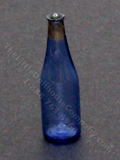(image for) Miniature Blue Glass Bottle with Gold Rim by Gerd Felka
