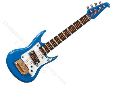 (image for) Miniature Large Blue Electric Guitar and Case for Dollhouses