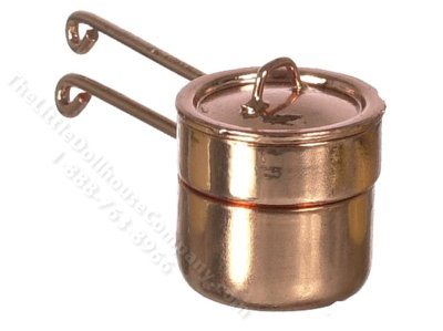 (image for) Miniature Double Boiler for Dollhouses, Copper