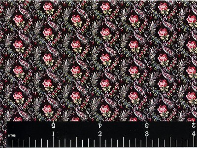 (image for) Black Rose Pattern Miniature Wallpaper for Dollhouses
