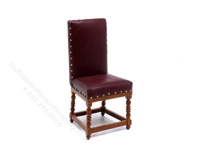 (image for) Miniature Red Leather Side Chair for Dollhouses