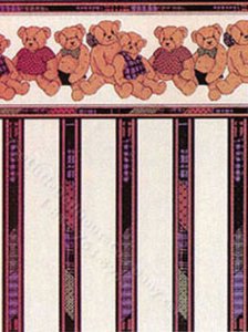 (image for) Dollhouse Scale Model Wallpaper - Teddy Bear Stripe