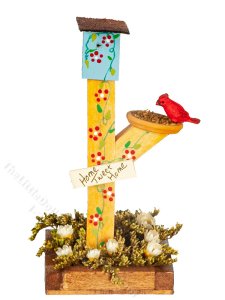(image for) Miniature Blue Floral Bird House for Dollhouses