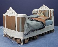(image for) Miniature Brown & Blue Colour Changing Bed for Dollhouses
