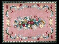 (image for) Miniature Medium 'Rosalind' Rug - Pink and Gingham Floral Rug