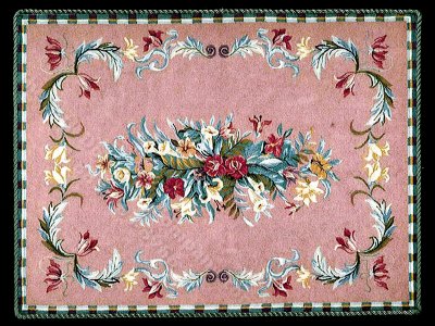 (image for) Miniature Medium 'Rosalind' Rug - Pink and Gingham Floral Rug
