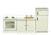 (image for) Dollhouse Miniature Modern Kitchen Set - White