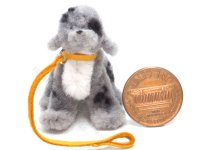(image for) Miniature Grey Dog on Leash by Sue Wilkes of Shoebutton Bears