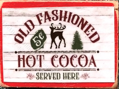 (image for) Miniature "Old Fashioned Hot Cocoa" Sign for Dollhouses