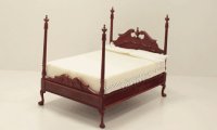 (image for) Miniature Mahogany 4 Poster Bed For Dollhouses