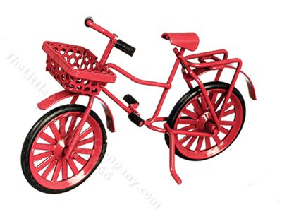 (image for) Miniature Red Bicycle with Basket for Dollhouses