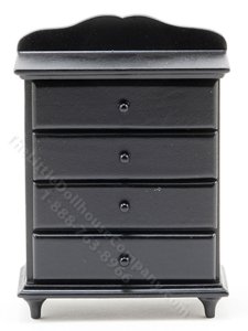 (image for) Miniature Black Chest of Drawers for Dollhouses