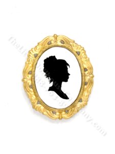 (image for) Miniature Hand-cut Lady's Silhouette in Large Ornate Gold Frame