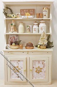 (image for) Miniature Winter/Christmas Themed Hutch for Dollhouses