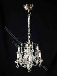 (image for) Miniature Battery Operated 6-Arm Crystal Chandelier - SILVER
