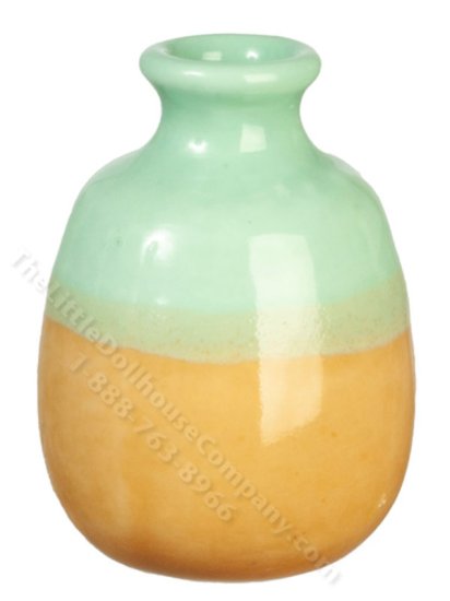 (image for) Miniature Bulbous Green Vase for Dollhouses