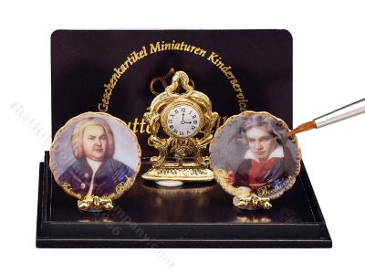 (image for) Miniature Fireplace Decorations - Clock and Composer Plates