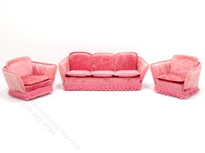 (image for) 1/18th Scale Miniature Pink Living Room Set