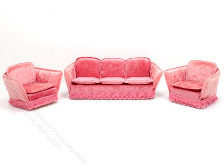 (image for) 1/18th Scale Miniature Pink Living Room Set