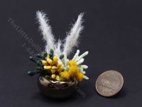 (image for) Vintage Miniature Floral Arrangement in Metallic Sheen Vase for Dollhouses