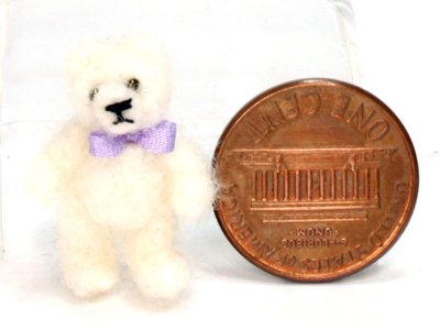 (image for) Miniature Small White Mohair Teddy Bear by Erna Meyer