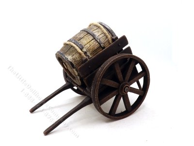 (image for) Miniature Barrel on Cart Trolley for Dollhouses