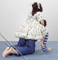 (image for) Girl Doll Getting Getting a Piggyback Ride for Dollhouses