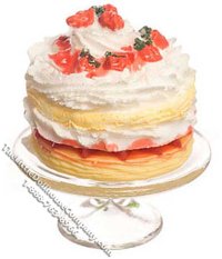 (image for) Miniature Strawberry Cake on Cake Stand for Dollhouses
