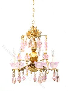 (image for) Dollhouse Miniature Blush 5-Arm Chandelier