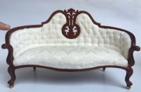 (image for) Miniature Walnut Victorian Settee With Brass Castors