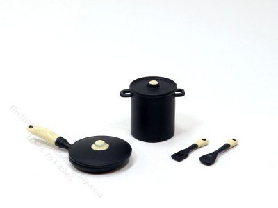 (image for) Miniature Black Cooking Set for Dollhouses