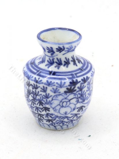 (image for) Miniature Blue and White Floral Ceramic Vase