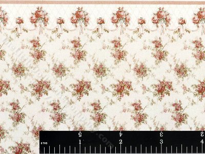 (image for) Salmon Floral Pattern Miniature Wallpaper for Dollhouses