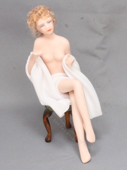 (image for) Blonde Porcelain Doll Draped in a Towel by Cindy's Dolls