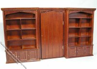 (image for) Miniature Tudor Walnut Bookcase Wall Panel for Dollhouses