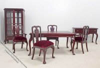 (image for) Miniature 7 Piece Mahogany Dining Room Set for Dollhouses