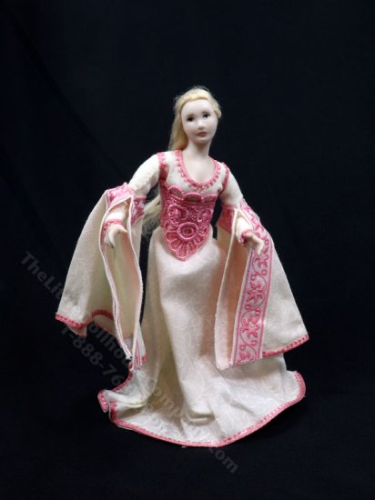 (image for) Miniature Handcrafted Vintage Medieval Woman in White and Pink