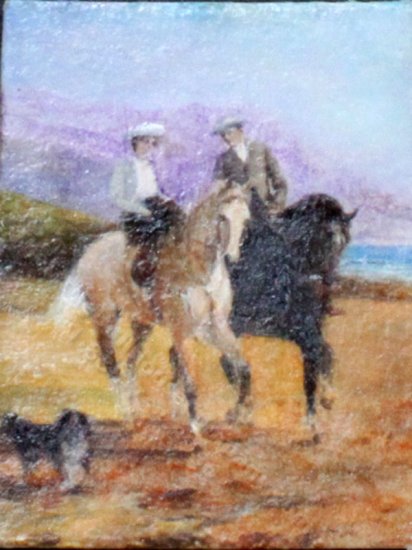 (image for) Miniature Painting of Two Cowboys by Larry Morganti