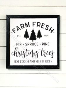 (image for) Miniature Square Framed 'Farm Fresh Christmas Tree' Board Print