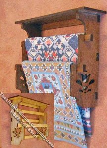 (image for) Miniature Walnut Wall Rack Quilt Display Kit for Dollhouses